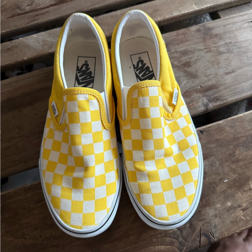 Vans Yellow and White Checkered Sneakers